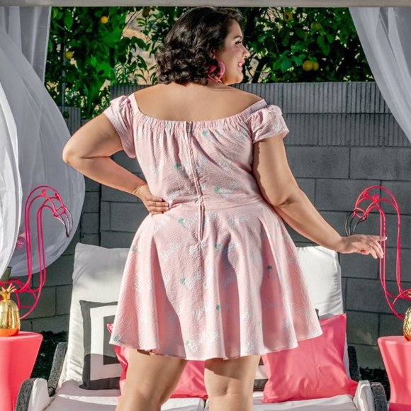 Stitch Shoppe by Loungefly Barbie Palm Tree Logo "Lizzy" Date Night Dress Size L - Picture 5 of 8